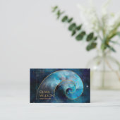 ゴールデンスパイラルコスモス波の水色 名刺 (スタンド正面)