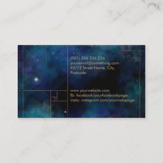 ゴールデンスパイラルコスモス波の水色 名刺 (裏面)