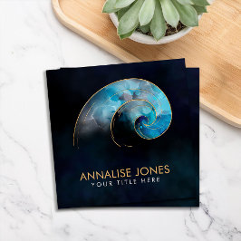 ゴールデンスパイラル – 神聖なジオメトリ – 水色インク スクエア名刺