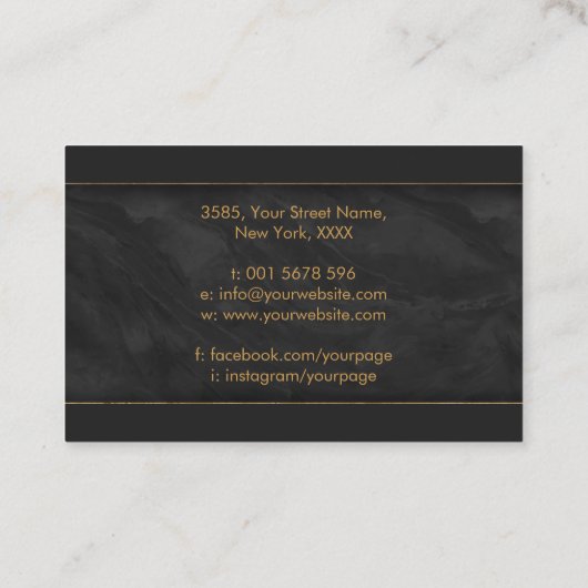 ゴールデンスパイラル – 黒大理石と金ゴールド 名刺 (裏面)
