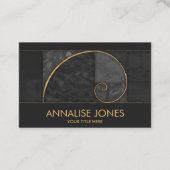 ゴールデンスパイラル – 黒大理石と金ゴールド 名刺 (正面)