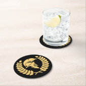 ゴールデンスパルタンヘルメットとローレルリース ラウンドペーパーコースター (インサイチュ)