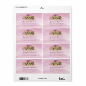 ゴールデンスパークリーXOXOピンク赤面水彩画 ラベル (フルシート)