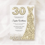 ゴールデンスパークルグリッタードレス30th誕生日パーティー 招待状<br><div class="desc">ゴールデンスパークルグリッタードレス30th誕生日パーティの招待状私たちの店の招待と一致するアイテムへのバリエーション</div>