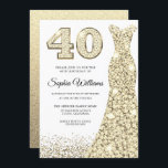ゴールデンスパークルグリッタードレス40th誕生日パーティー 招待状<br><div class="desc">ゴールデンスパークルグリッタードレス40th誕生日パーティの招待状私たちの店の招待と一致するアイテムへのバリエーション</div>
