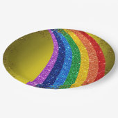 ゴールデンスパークルズとグリッターレインボーユニコーンパーティー ペーパープレート (アングル)