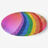 ゴールデンスパークルズとグリッターレインボーユニコーンピンク ペーパープレート (アングル)