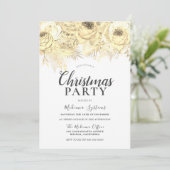 ゴールデンスパークルフラワークリスマス企業のパーティー 招待状 (スタンド正面)