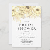 ゴールデンスパークルフラワーズエレガントブライダルシャワー 招待状 (正面)