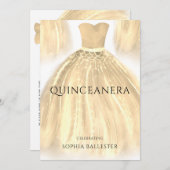 ゴールデンスパークルマーメイドドレスキンセアニェラパーティー 招待状 (正面/裏面)