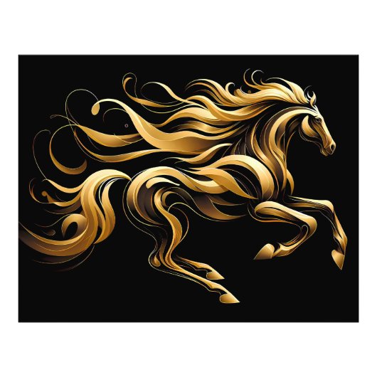 ゴールデンスピリット – 抽象芸術馬の動き フォトプリント            (正面)