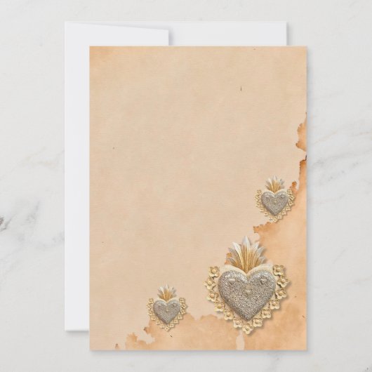 ゴールデンスペインのシルバーミラグロスハート保存日 招待状 (裏面)