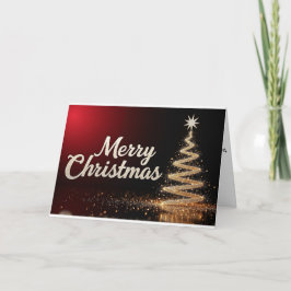 ゴールデンスワールツリー - メリークリスマスの輝き サンキューカード