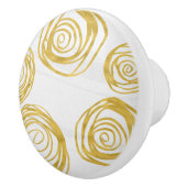 ゴールデンスワールフェイクアートフォイルバラエレガントフローラ セラミックノブ (右)