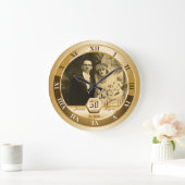 ゴールデンズ結婚アニバーサリーのカスタマイズ可能な写真ギフト ラージ壁時計 (ホーム)