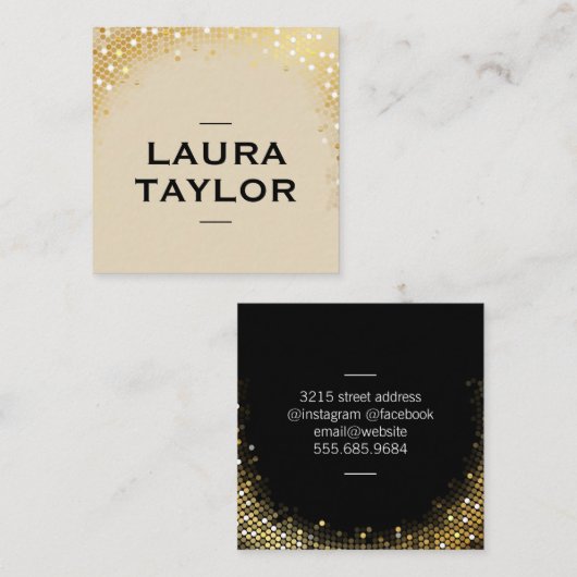 ゴールデンセシンベージュブラック スクエア名刺 (正面/裏面)