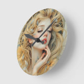 ゴールデンセラフ – 天使の光と恵み ラウンド壁時計 (傾斜)