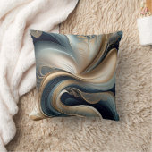 ゴールデンセレナーデ - ティールアンドゴールドアブストラクト クッション (ブランケット)