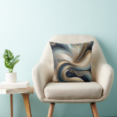 ゴールデンセレナーデ - ティールアンドゴールドアブストラクト クッション (椅子)