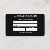 ゴールデンセレニティギフトカード 名刺 (裏面)