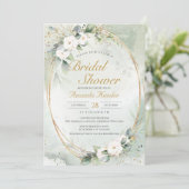 ゴールデンセージホワイトフローラエレガントブライダルシャワー 招待状 (スタンド正面)