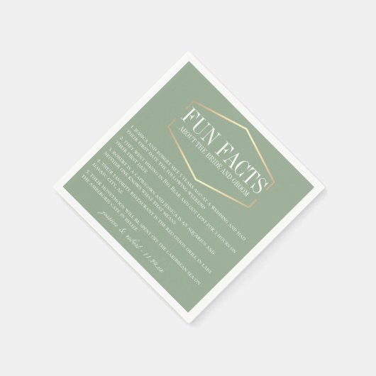 ゴールデンセージ緑のおもしろいファクトパーソナライズされた スタンダードカクテルナプキン (角)