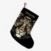 ゴールデンタイガーの頭名 スモールクリスマスストッキング (正面 (吊り時))