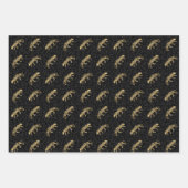 ゴールデンタイガースパターンピンクブラックラグジュアリエレガントー ラッピングペーパーシート (正面3)