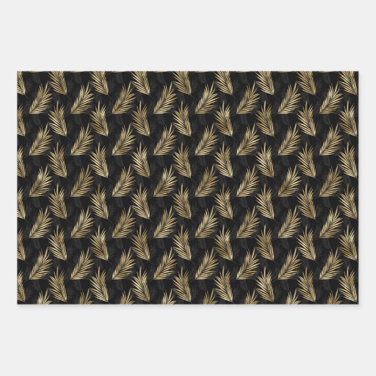 ゴールデンタイガースパターンピンクブラックラグジュアリエレガントー ラッピングペーパーシート (正面2)