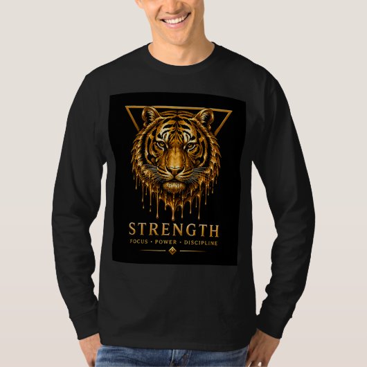ゴールデンタイガー力強さ引用デザイン 🐯 Tシャツ (正面)