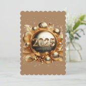 ゴールデンタイポグラフィハッピーニューイヤー2025ギフト シーズンカード (スタンド正面)