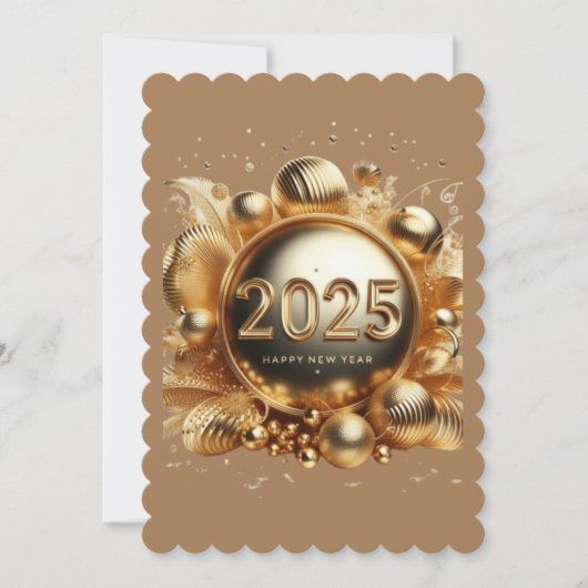 ゴールデンタイポグラフィハッピーニューイヤー2025ギフト シーズンカード (正面)