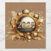 ゴールデンタイポグラフィハッピーニューイヤー2025 ワインラベル (シングルラベル)