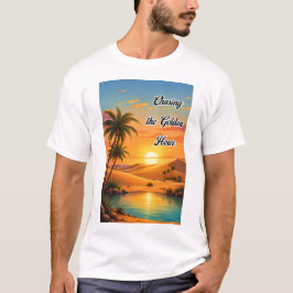 ゴールデンタイムの砂漠の夕日美学 Tシャツ