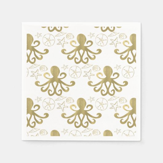 ゴールデンタコ&シーシェルビーチ誕生日パーティー スタンダードカクテルナプキン (正面)