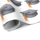 ゴールデンタッセル付きブラック卒業キャップ ラッピングペーパー (ロールコーナー)