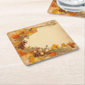 ゴールデンタペストリー秋:リース収穫 スクエアペーパーコースター (アングル)