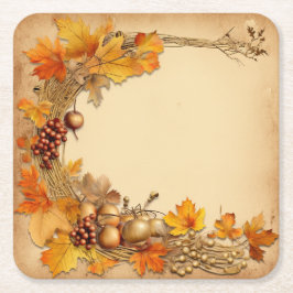 ゴールデンタペストリー秋:リース収穫 スクエアペーパーコースター