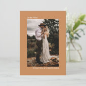 ゴールデンタンカメルミニマリスト縦写真結婚ズ 招待状 (スタンド正面)