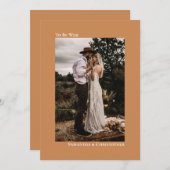 ゴールデンタンカメルミニマリスト縦写真結婚ズ 招待状 (正面/裏面)