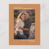 ゴールデンタンミニマル写真結婚式の日付を保存 案内ポストカード (正面)