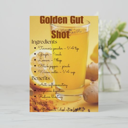 ゴールデンターメリックデトックスレシピカード 箔招待状 (立ち正面)