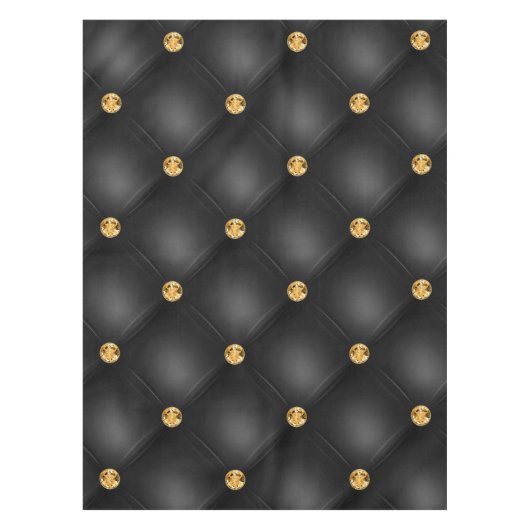 ゴールデンダイアモンズタフテッドブラック&金ゴールドテーブルクロス テーブルクロス (正面)