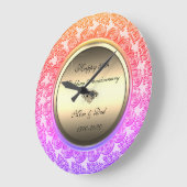 ゴールデンダイヤモンドオンブレ 50周年記念結婚式 ラージ壁時計 (傾斜)