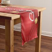 ゴールデンダイヤモンドタフテッドレザーカスタム文字名レッド ショートテーブルランナー (インサイチュ)