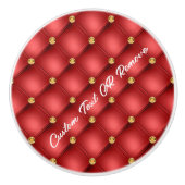 ゴールデンダイヤモンドタフテッドレザーカスタム文字名レッド セラミックノブ (正面)