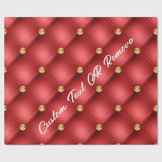 ゴールデンダイヤモンドタフテッドレザーカスタム文字名レッド ラッピングペーパー (フラット)