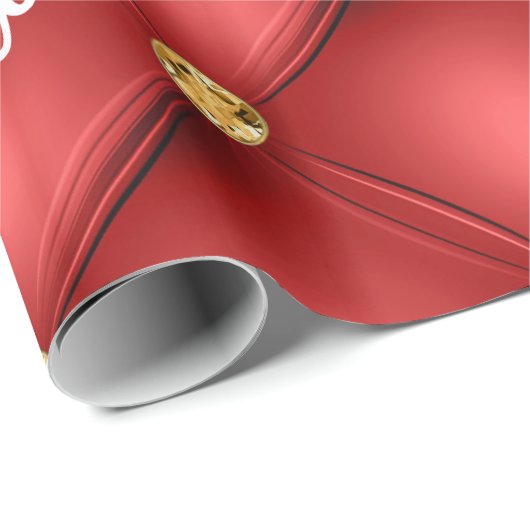 ゴールデンダイヤモンドタフテッドレザーカスタム文字名レッド ラッピングペーパー (ロールコーナー)