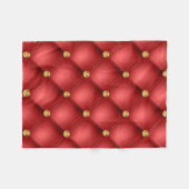 ゴールデンダイヤモンドタフテッドレザージェムストーンレッド フリースブランケット (正面(横))