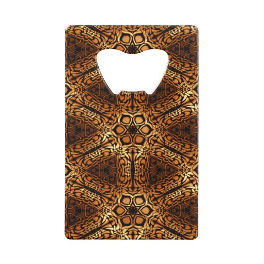 ゴールデンダイヤモンドパターン抽象芸術 クレジットカード栓抜き (正面)